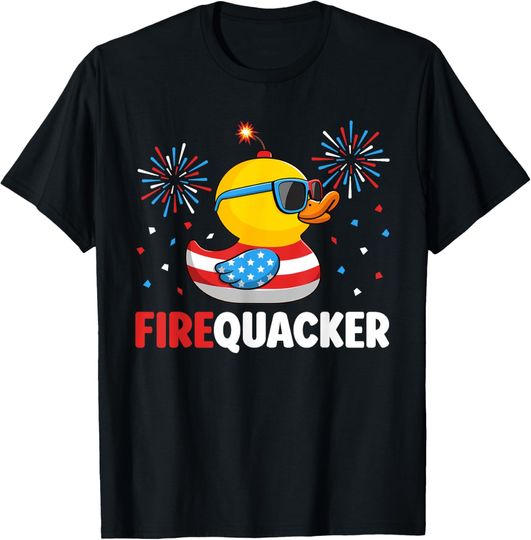 Discover 4th of July Duck Firequacker Patriotic Fourth of July Funny T-Shirt