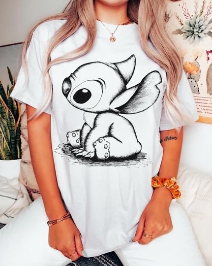 Discover Disneyyy Lilo & Stitchh Cute Stitchh Sketch Portrait T-Shirt, Disneyyland Family Matching Tee, Disneyyworld Trip, animall kingdom Shirt