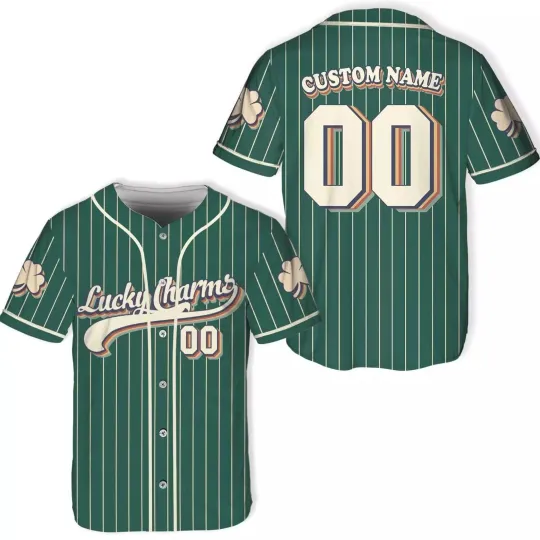 Discover Personalized Shamrock Lucky Charms Happy St. Patrick's Day Baseball Jersey Shirt