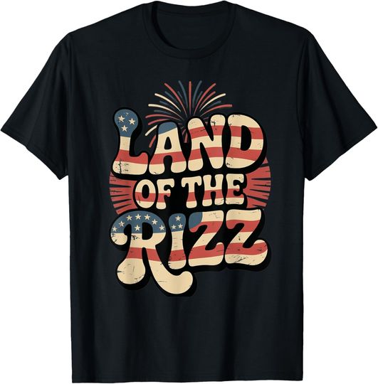 Discover Land of the Rizz funny Patriotic day 4th Of July US Flag T-Shirt