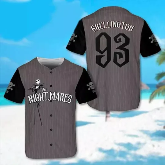 Discover Jackk Skellingtonn The Nightmares Halloween Baseball Jersey Shirt 3D