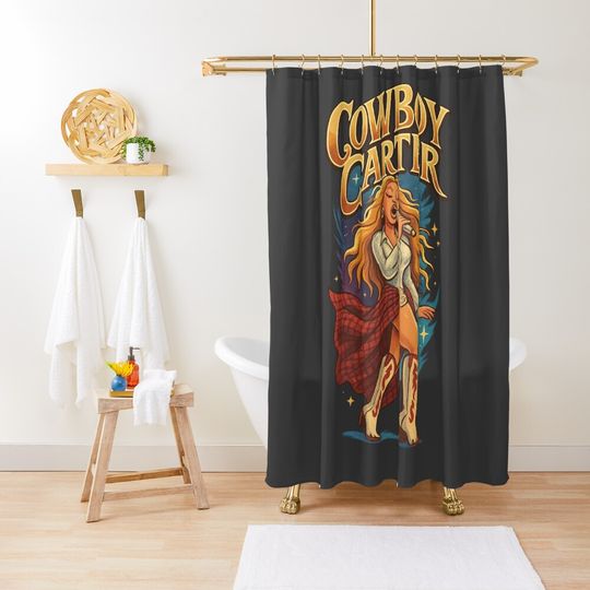 Discover Iconic Beyonce Cowboy Carter Tour Look - Bold Singing Pose Shower Curtain