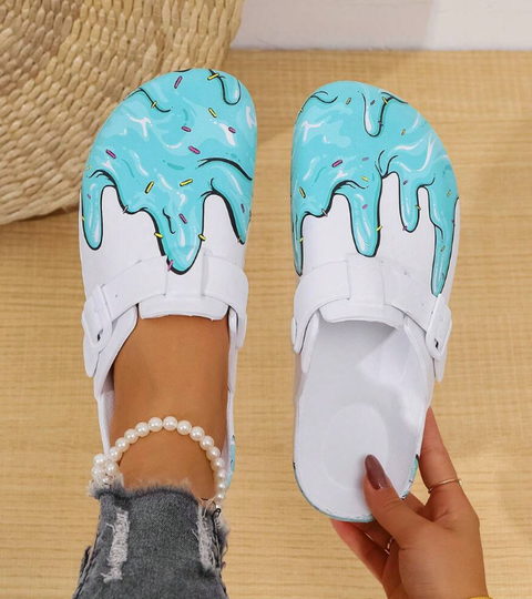 Discover Sky Blue Watercolor Print Comfortable Slip-on Clog