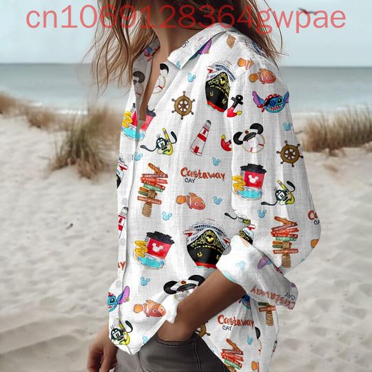 Discover Disneyyy Mickeyy Cruise Pirate Women's Casual Blouses Shirt