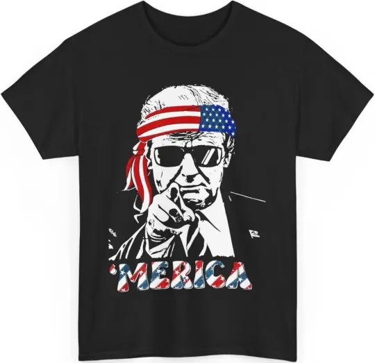 Discover 'MERICA TRUMP Happy 4th Of July Trump American Flag T-Shirt