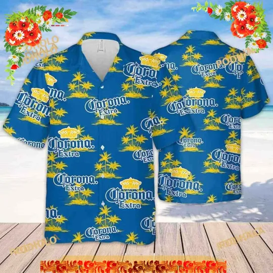 Discover Corona Extra Island Pattern Funny Hawaiian Shirt Gift For Beach Vacation