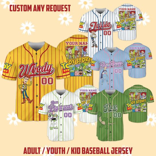 Discover Custom Name And Number Disneyyy toy stories Series Baseball Jersey