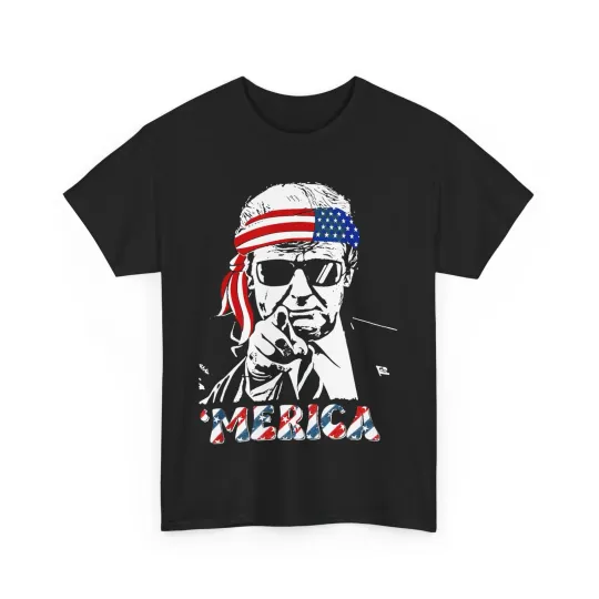 Discover 'MERICA TRUMP Happy 4th Of July Trump American Flag T-Shirt