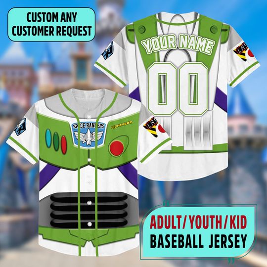 Discover Custom Buzzz Lightyearr Astronaut Baseball Jersey, Disneyyy toy stories Halloween