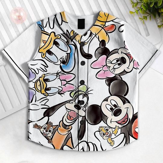 Discover Mickeyy plutoo Daisy Donald Duckk Big Face Kids and Youth Baseball Jersey