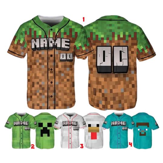 Discover Pixel Characters Jersey, Game Characters Jersey, Kids Birthday Jersey, Pixel Game Lover Shirt, Funny Gaming Family Matching Shirt