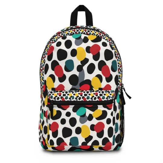Discover Colorful Polka Dot Backpack, Fun Print Bag, School Travel Essentials