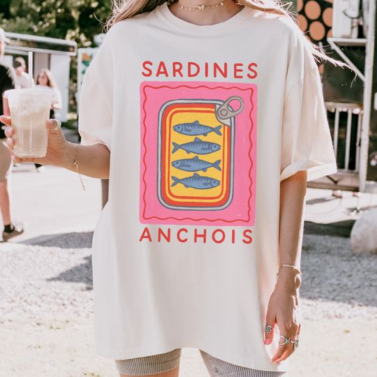 Discover Sardines Anchois T-Shirt, Retro Pop Art Fish Graphic Tee