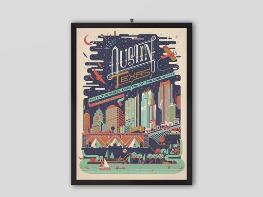 Discover Austin City Limits 2012 Music Festival Poster. Concert Poster, Music Poster. Vintage Poster. Concert Poster. Printable. Printable Wall Art
