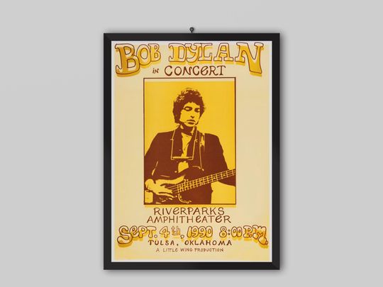 Discover Bob Dylan 1990 Tulsa, Oklahama Vintage Concert Poster. Bob Dylan Poster