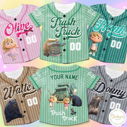 Discover Personalized Trash Truck Baseball Jersey, Hank Trash Truck Birthday Boy, Birthday Girl Jersey, Trash Truck Family Birthday Party Matching