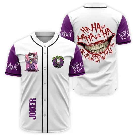 Discover Joker Ha Ha Ha Why So Serious Horror Halloween Baseball Jersey Shirt 3D