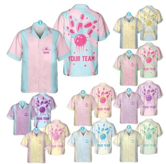 Discover Personalized Vintage Bowling Hawaiian Shirt, Custom Name Bowling Shirt