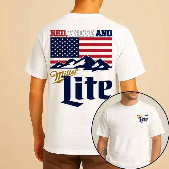 Discover Red White and Miller Lite T-shirt