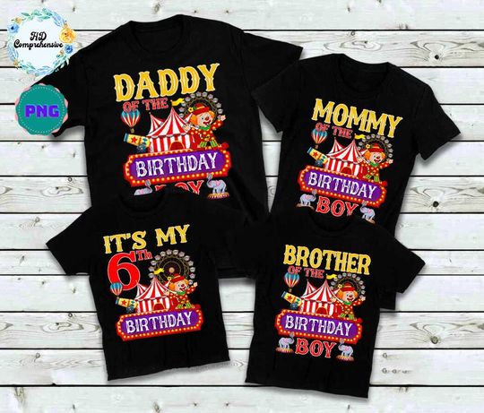 Discover Circus Birthday Boy  Bundle, DIY Carnival Birthday Shirt, Matching shirts, Family Circus Birthday Tees