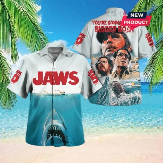 Discover Jaws 50th Anniversary 2025 Summer Hawaiian Shirt