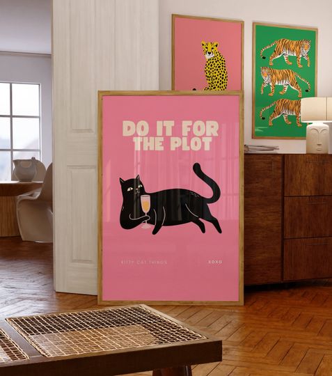 Discover Trendy Do It For The Plot Poster, Black Cat Wall Art Decor