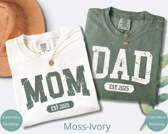 Discover Comfort Colors Matching Mom And Dad Shirts, Custom Est Shirt, Personalized Dad Tshirt