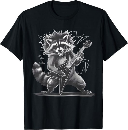 Discover Raccoon Rock and Roll Music Men Women Kids Funny Racoon Meme T-Shirt
