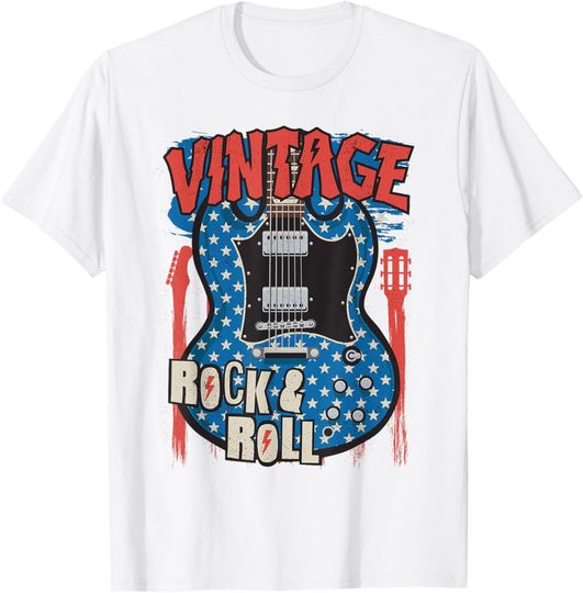 Discover Vintage Rock & Roll Guitar Player Band Guitarist Retro Music T-Shirt