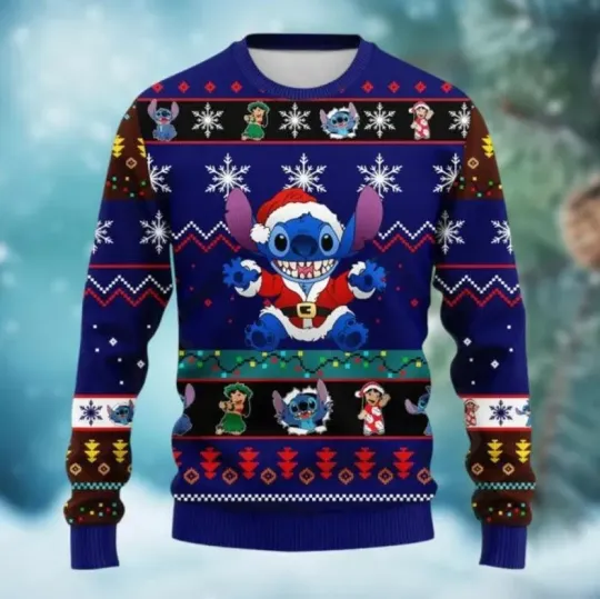 Discover Christmas Stitchh Ugly Sweater Stitchh Santa Hat Sweater Cute Disneyyy Movie
