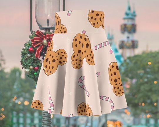Discover Pink Cookies & Candy Cane Running Skirt | Magical Christmas Skirt | Women's Skater Skirts