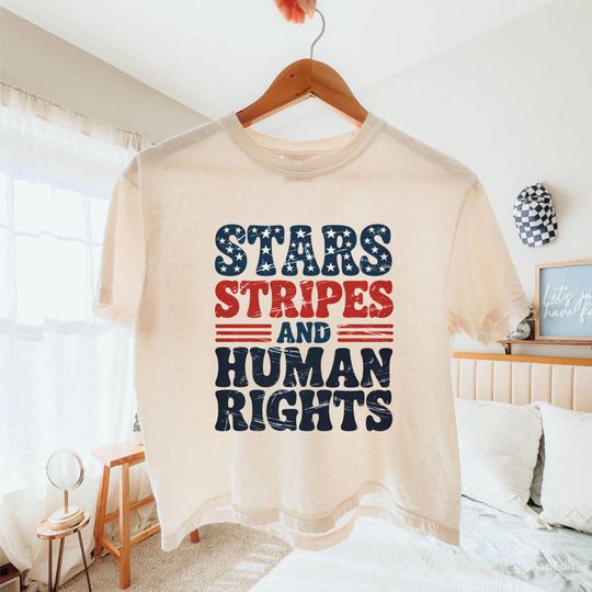 Discover Stars Stripes And Human Rights 4th of July Cropped Tee