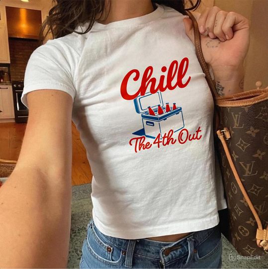 Discover Chill The Fourth Out Baby Tee, Retro 4th Of July Baby Tee