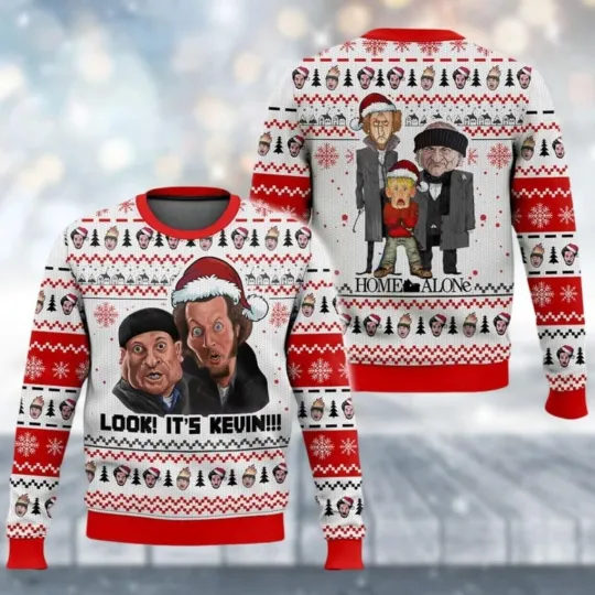 Discover BG Home alone “Look! It’s Kevin!!!” Christmas Ugly Sweater, Funny Memes