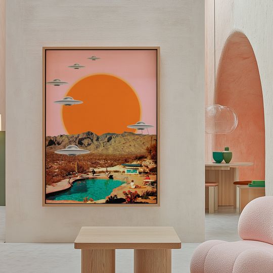 Discover They've Arrived! Art Print, Retro Sci-Fi Poster, Vintage Collage Poster