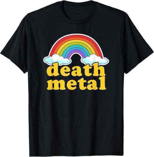 Discover DEATH METAL Rainbow Funny Sarcasm Guitarist Metalhead Retro T-Shirt