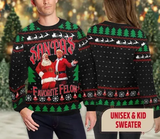 Discover Santas Favorite Felon Trump Ugly Christmas Sweater, Christmas Party Xmas Swea