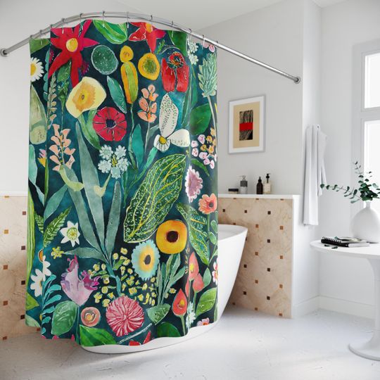 Discover Herbal Garden Shower Curtains, Botanical Bathroom Decor