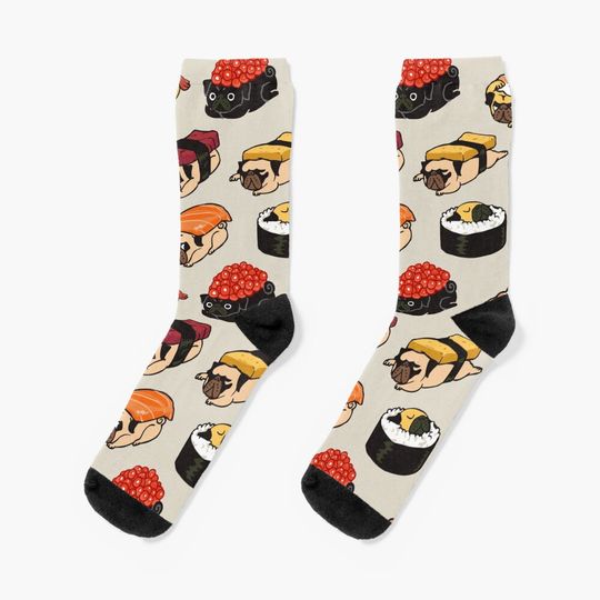 Discover Sushi Pug Socks