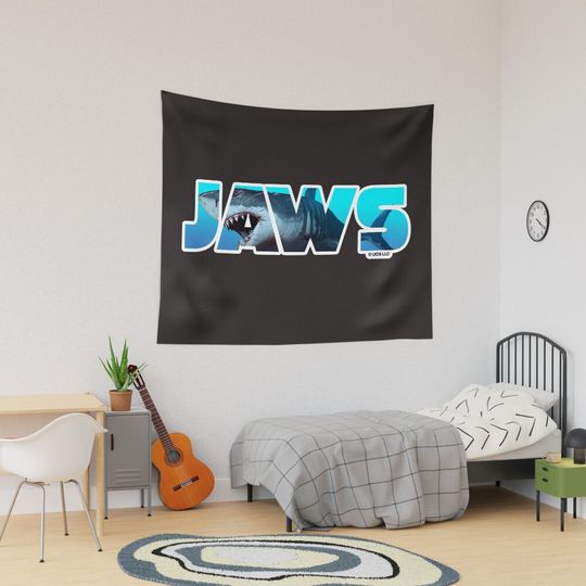 Discover Jaws movie lettering Tapestry, Wall Decor