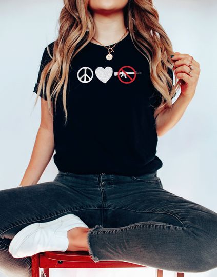 Discover Peace Love No Guns Shirt Texas Gun Reform Shirt Anti Gun Shirt
