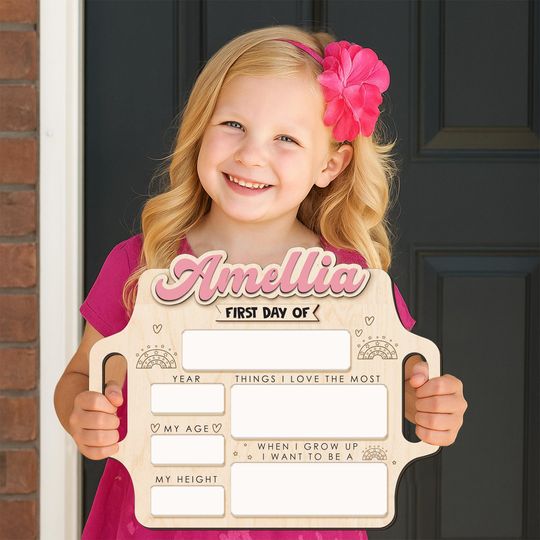 Discover First Day of School Sign , Personalized School Sign with handles