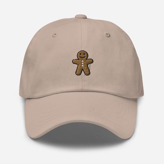Discover Gingerbread Man Embroidered Baseball Cap, Handmade Adjustable Dad Hat