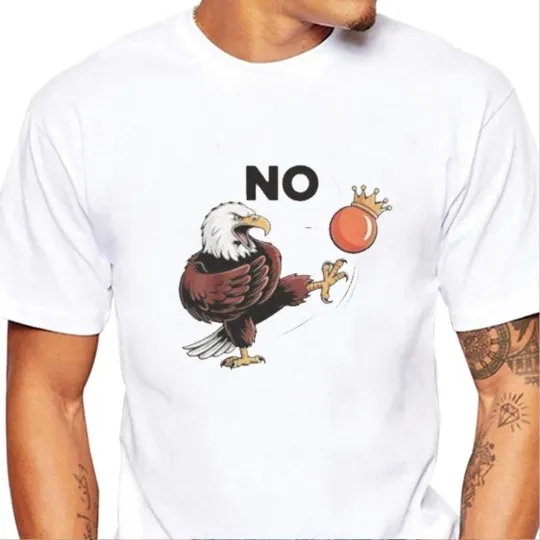Discover Retro Eagle Kicks It Tee, No Kings in America Shirts, Anti Trump T-shirts