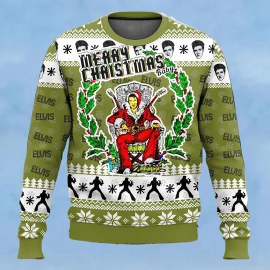 Discover Elvis Presley Santa Ugly Christmas Sweater, Rock And Roll Sweater