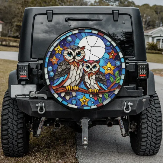 Discover Mother Owl and Baby Spare Tire Cover, Owl Gift for, Women, Animal Car Accessory