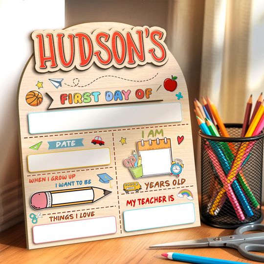 Discover Custom First Day Of School Sign, Custom Reusable School Sign