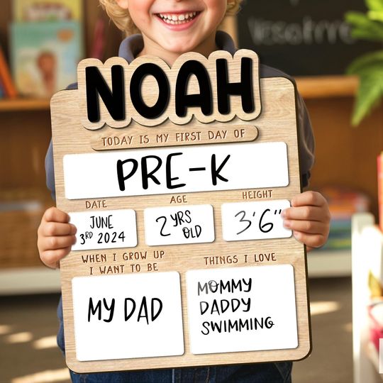 Discover Personalized First Day Of School Sign, Preschool Back To School