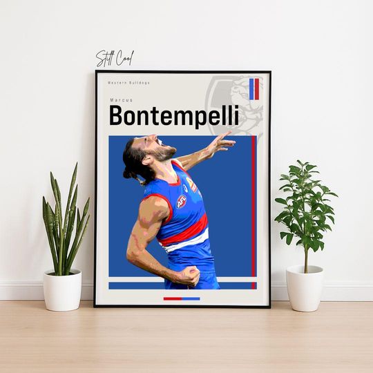 Discover Marcus Bontempelli Poster | Western Bulldogs AFL Wall Art | Footy Fan Gift