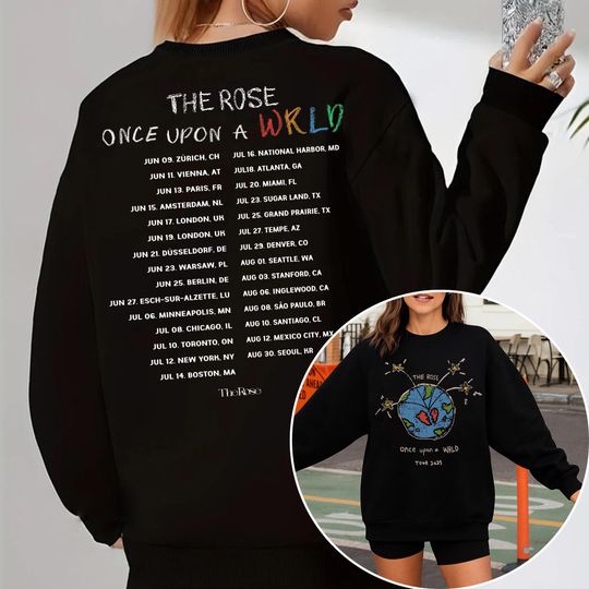 Discover The Rose Once Upon AWRLD World Tour 2025 Sweatshirt, The Rose WRLD Road Map Sweatshirt